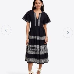 Draper James Black Embroidered Short Sleeve Dress Sz S NWOT